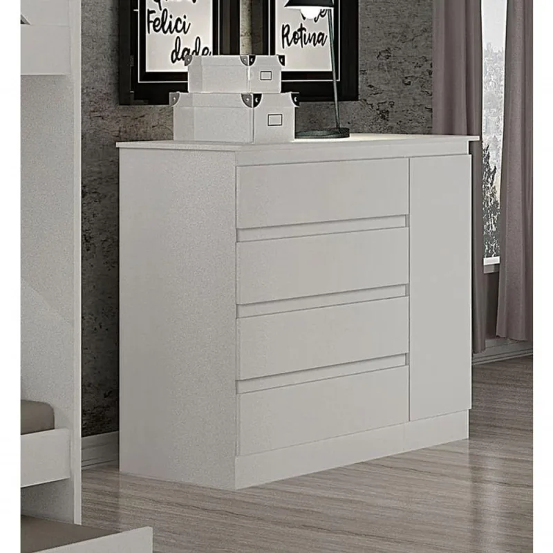 Cômoda Para Quarto Com Sapateira 4 Gavetas - 045-neve - Star Móveis - OUTRAS - Móveis