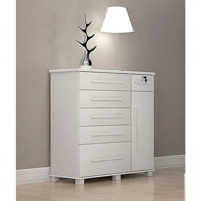 Cômoda Para Quarto Com Sapateira 6 Gavetas - 046-neve - Star Móveis - OUTRAS - Móveis