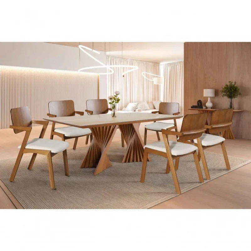 Sala De Jantar Madeira Maciça 6 Cadeiras Diamante Harmonia - OUTRAS - Móveis
