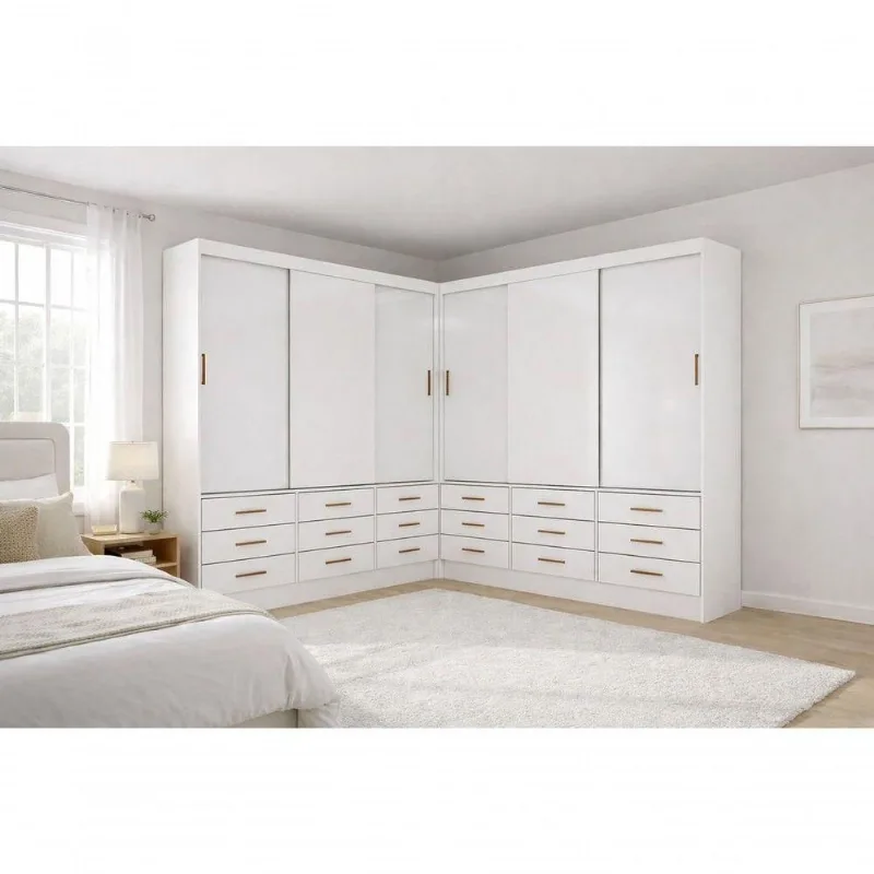 Closet Grand Line 6 Portas 18 Gavetas 6 Prateleiras MDP 200CM Domus Parati