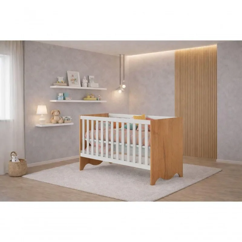 Berço Que Vira Cama Lunni em MDF com Colchão Incluso para Quarto Infantil - OUTRAS - Colchões