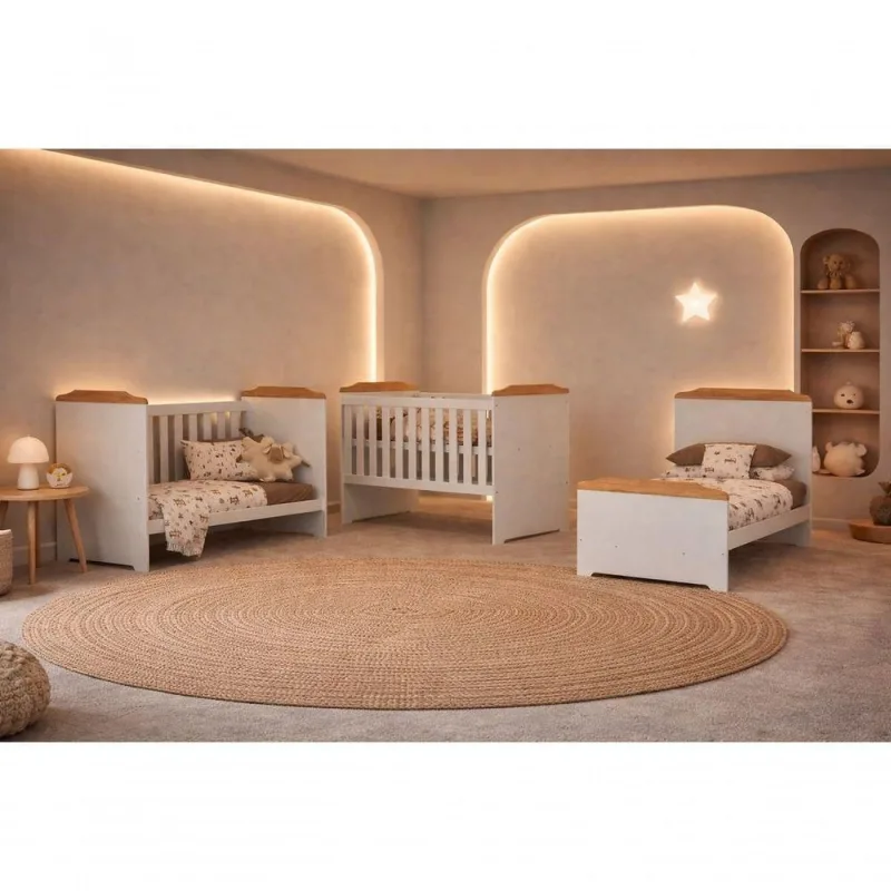 Mini Berço Multiuso 3 em 1 Doçura MDF com Colchão Branco para Quarto Infantil - OUTRAS - Colchões