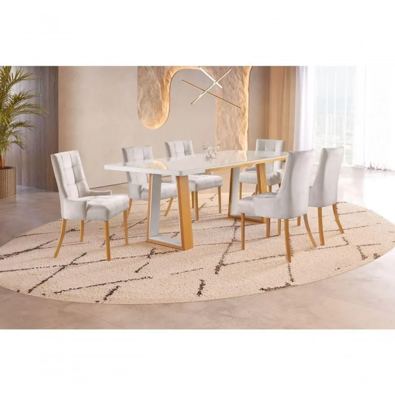 Sala De Jantar Moderna 6 Cadeira - Majestic - Requinte Salas - OUTRAS - Móveis