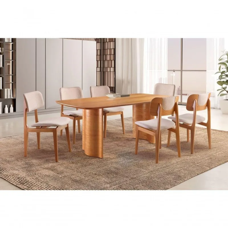 Sala De Jantar Moderna 6 Cadeiras - Skye - Requinte Salas - OUTRAS - Móveis