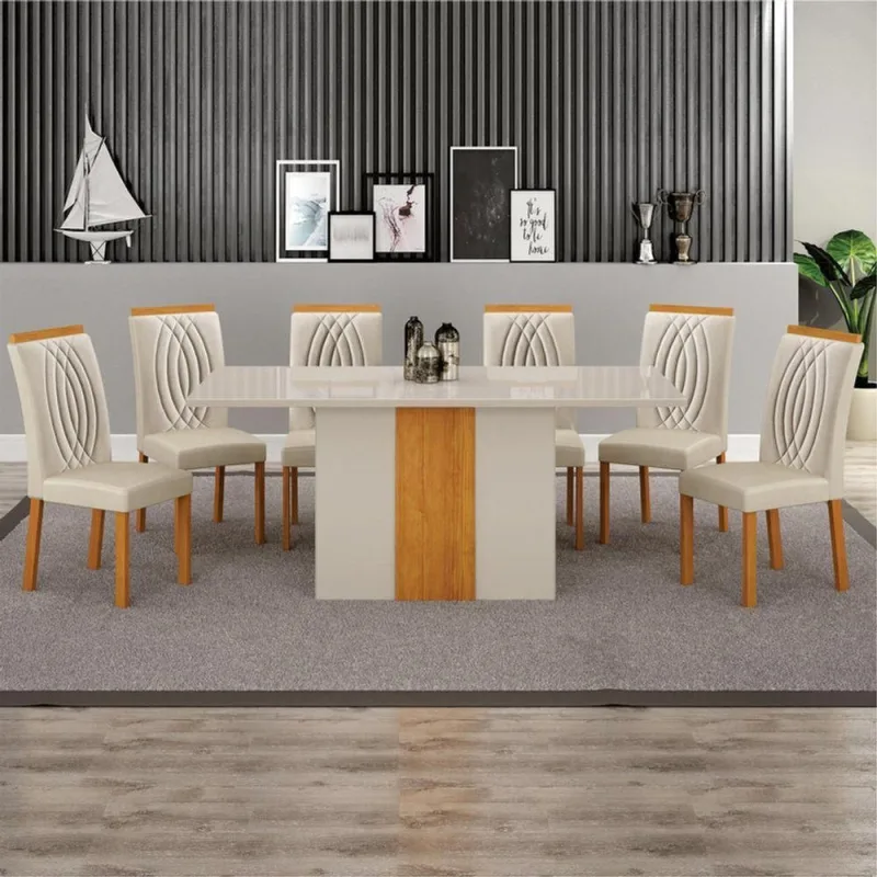 Sala De Jantar 6 Cadeiras 100%mdf 1,60x80 Dhora Arbo Design - OUTRAS - Móveis