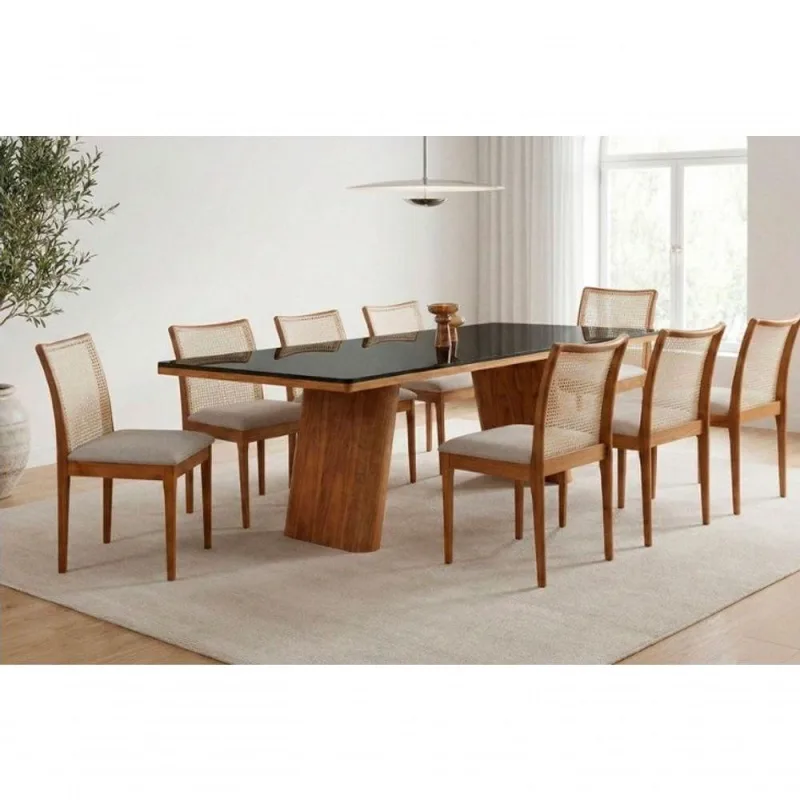 Sala De Jantar Moderna 8 Cadeiras - Madri - Requinte Salas - OUTRAS - Móveis