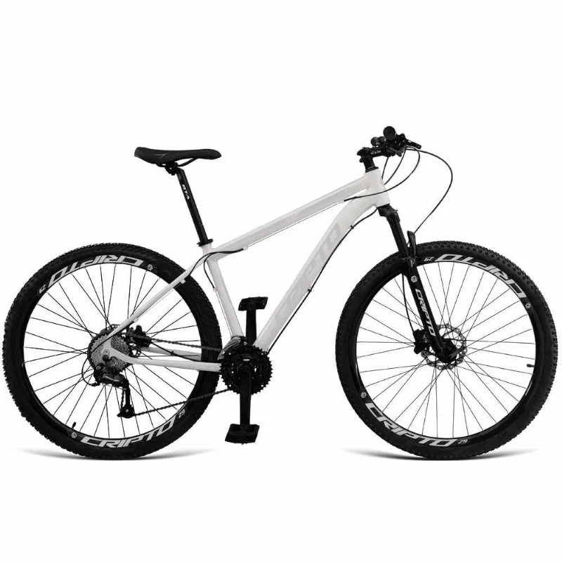 Bicicleta Mountain Bike Aro 29 Alumínio 6061 24v Freio Hidráulico Branco Prata Cripto Bikes