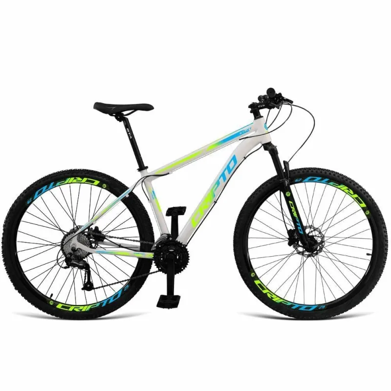 Bicicleta Cripto 24v Acera Mountain Bike Aro 29 Quadro Alumínio 24 Marchas Branco Verde e Azul - OUTRAS - Casa E Construção