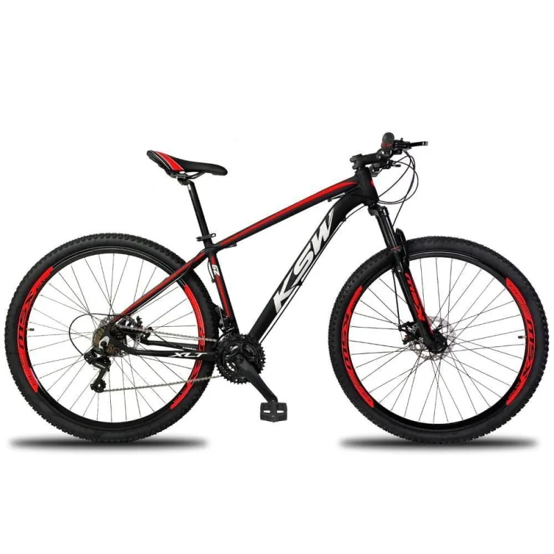 Bicicleta Ksw 24V Shimano Tx800 Aro 29 Quadro Alumínio 24 Marchas Preto Vermelho e Branco - KSW - Livros