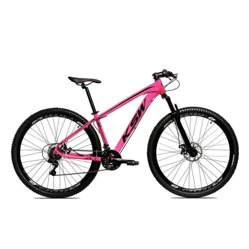 Bicicleta Ksw 24v Shimano Tx800 Mountain Bike Aro 29 Quadro Alumínio 24 Marchas Rosa Preto - KSW