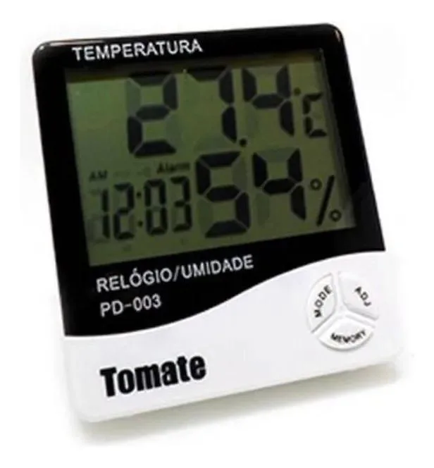 Termo-higrômetro E Relógio Digital Marca Tomate Mod Pd-003
