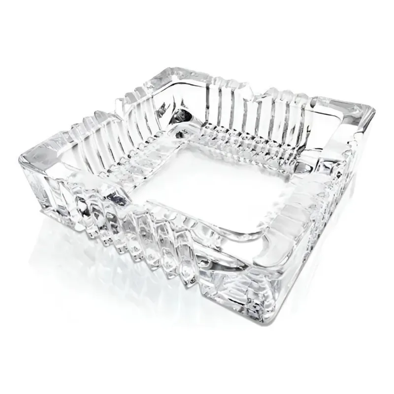 Cinzeiro De Vidro 12 Cm Quadrado Para Mesa Cristal Cor Trans