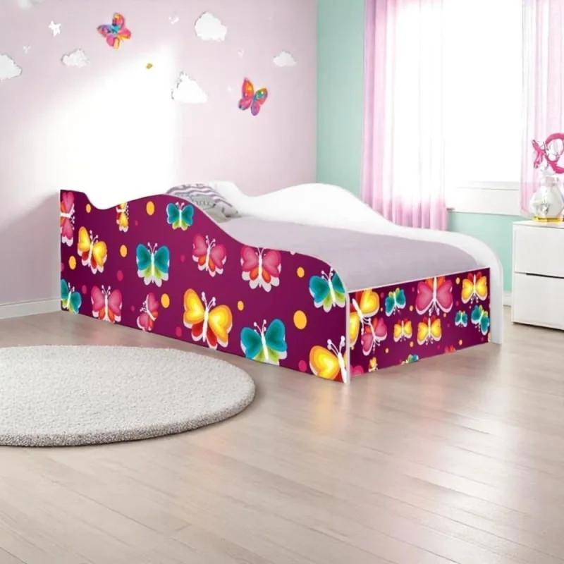 Cama Infantil Glow Borboleta em MDF Branco com Grade de Proteção Casah - Casah - Bebês