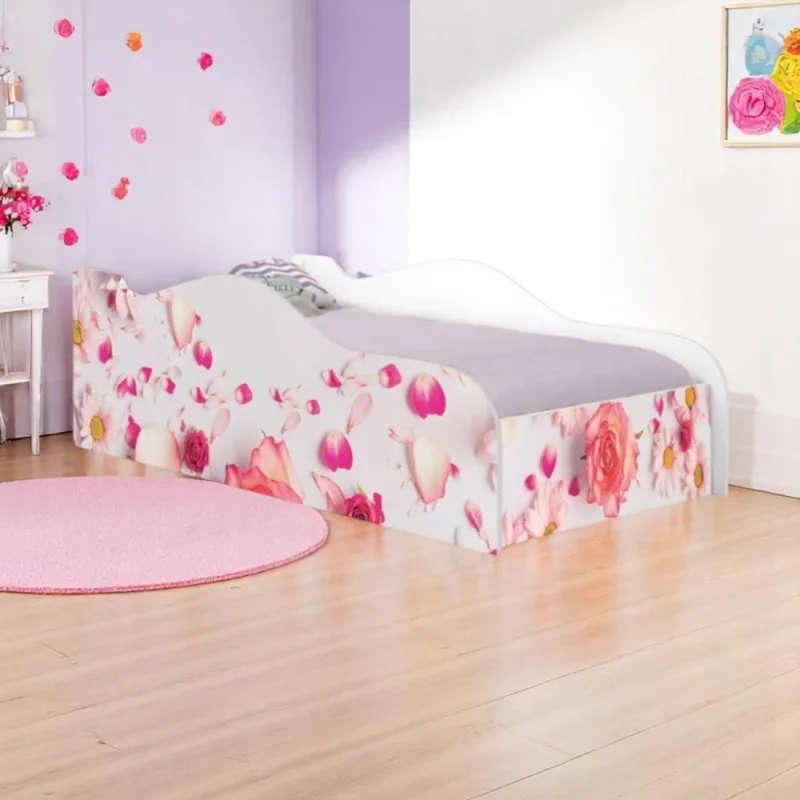Cama Infantil Glow Rosas Com Colchão - Casah - Móveis