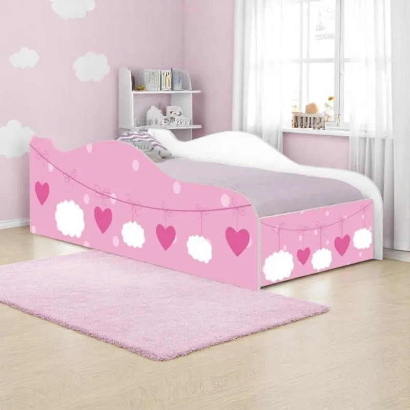 Cama Infantil Solteiro Glow Nuvens Meninas em MDF Branco Casah - Casah - Móveis