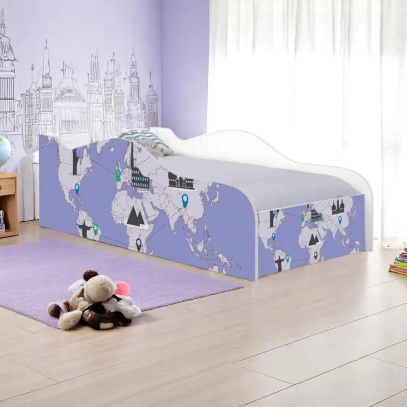 Cama Infantil Glow Mapa De Viagens - Casah - Móveis