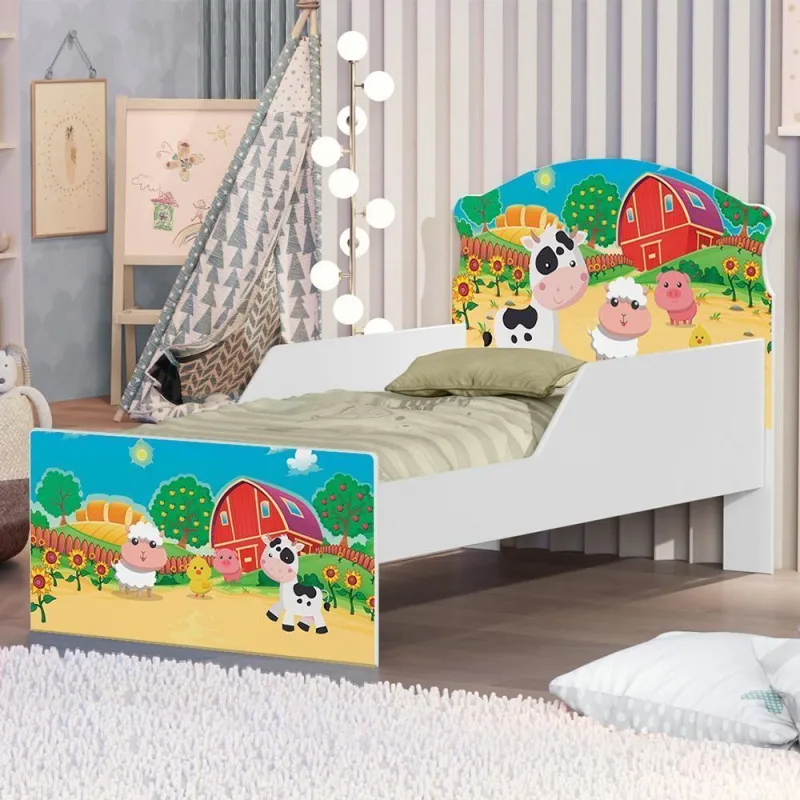 Mini Cama Fazendinha Colorida Com Colchão - Não Informado - Móveis