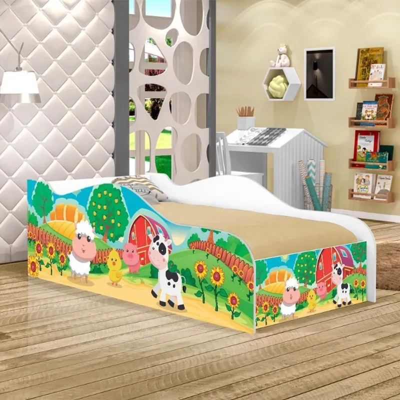 Mini Cama Fun Fazendinha Colorida Infantil Com Colchão