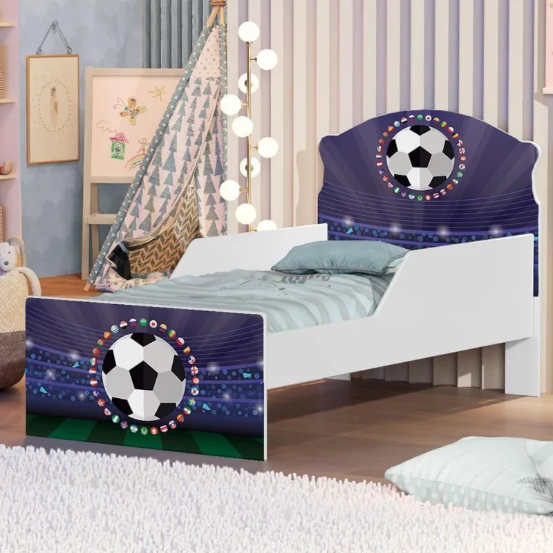 Mini Cama Futebol Bandeiras Com Colchão - Casah - Colchões