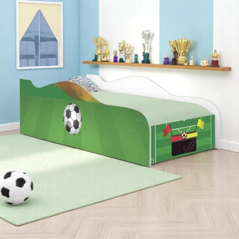 Cama Carro Fun Adesivada Campo De Futebol Solteiro - Casah - Móveis
