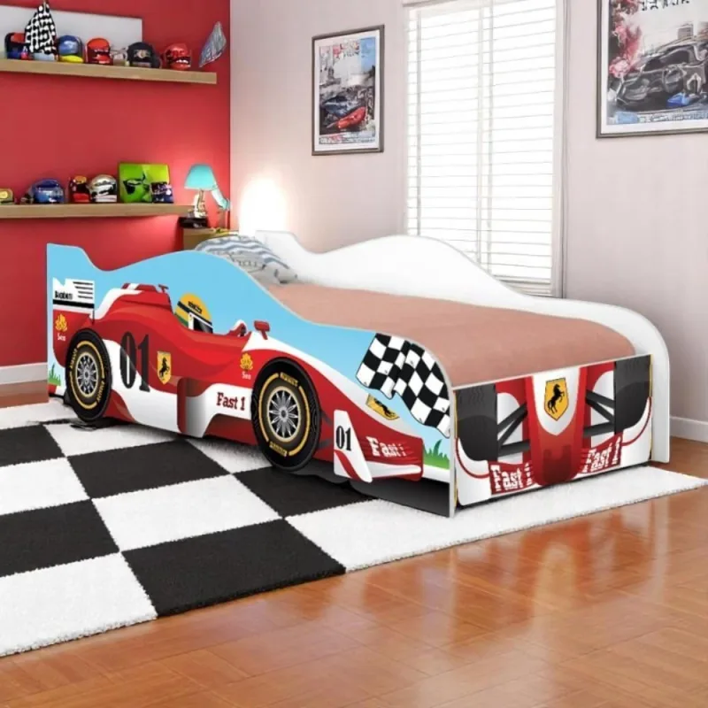 Cama Infantil Fórmula 1 Kids com Colchão MDF Vermelho Casah - Casah - Agro