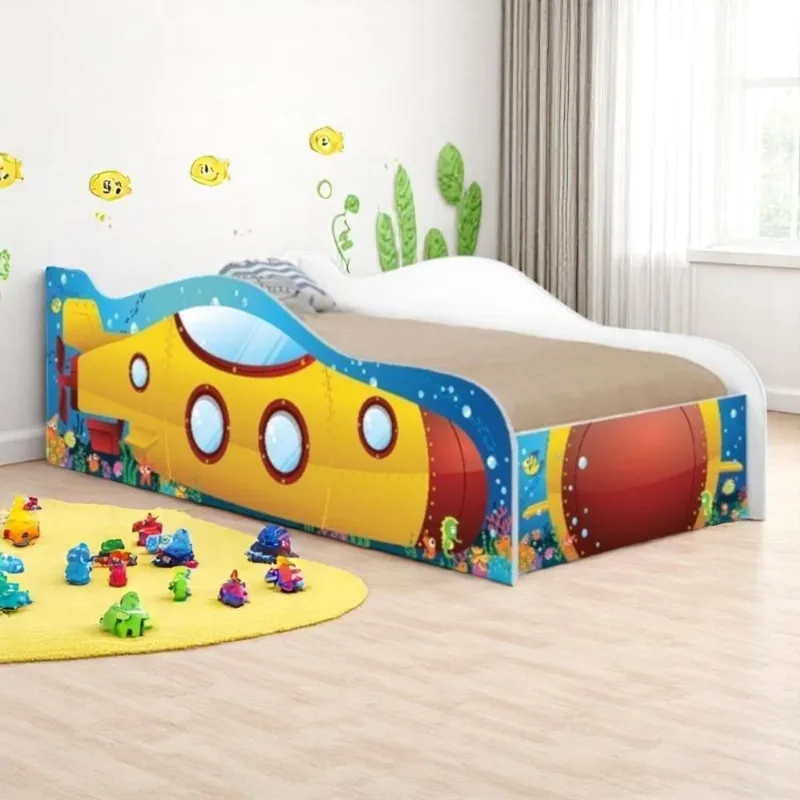 Cama Submarino Amarelo Kids Solteiro Com Colchão