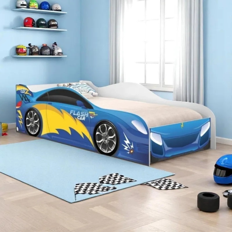 Cama Carro Menino Azul Solteiro Com Colchão - Casah - Colchões
