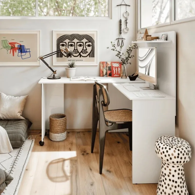 Mesa Escravaninha Em L Adelaide Branco - Casah - Cama, Mesa E Banho