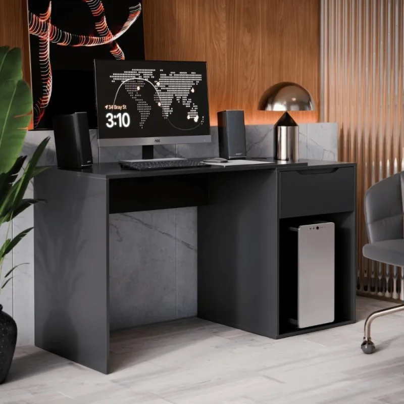 Mesa Escrivaninha Com Gaveta Bahrein Preto - Casah - Móveis