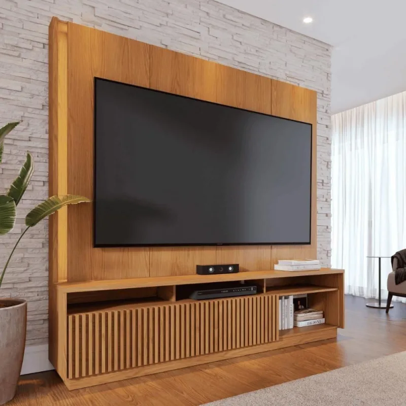 Home Theater Jordania Freijo 200CM MDF-MDP com Nicho Amadeirado Casah - Casah - áudio