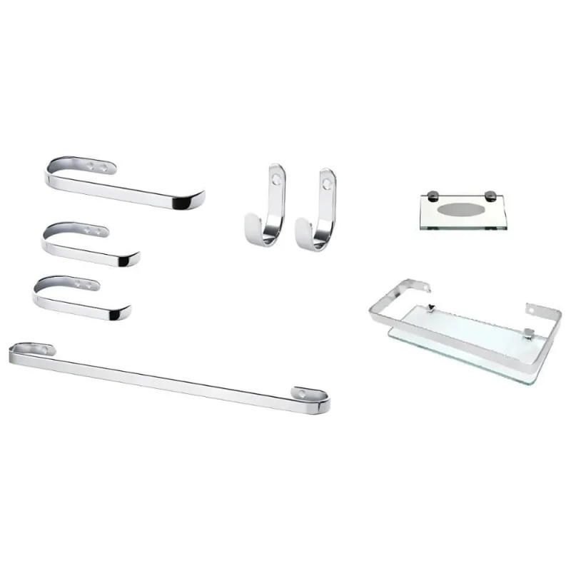 Kit de Acessórios para Banheiro 8 Peças Alumínio Maciço Polido Casah - Casah - Agro