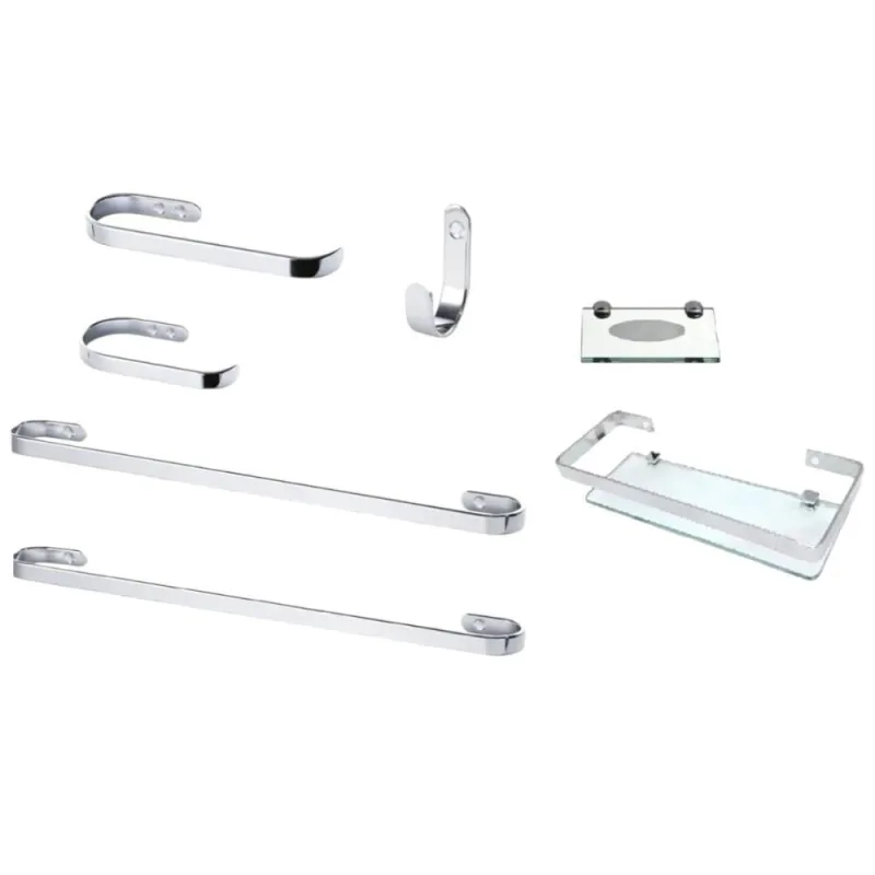 Kit Acessórios Para Banheiro 7 Peças Polido 60cm Alumínio Prata Casah - Não Informado - Utilidades Domesticas