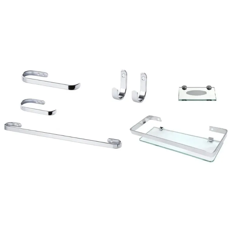 Kit Acessórios para Banheiro 7 Peças Alumínio Inox Vidro Lapidado Casah - Casah - Agro