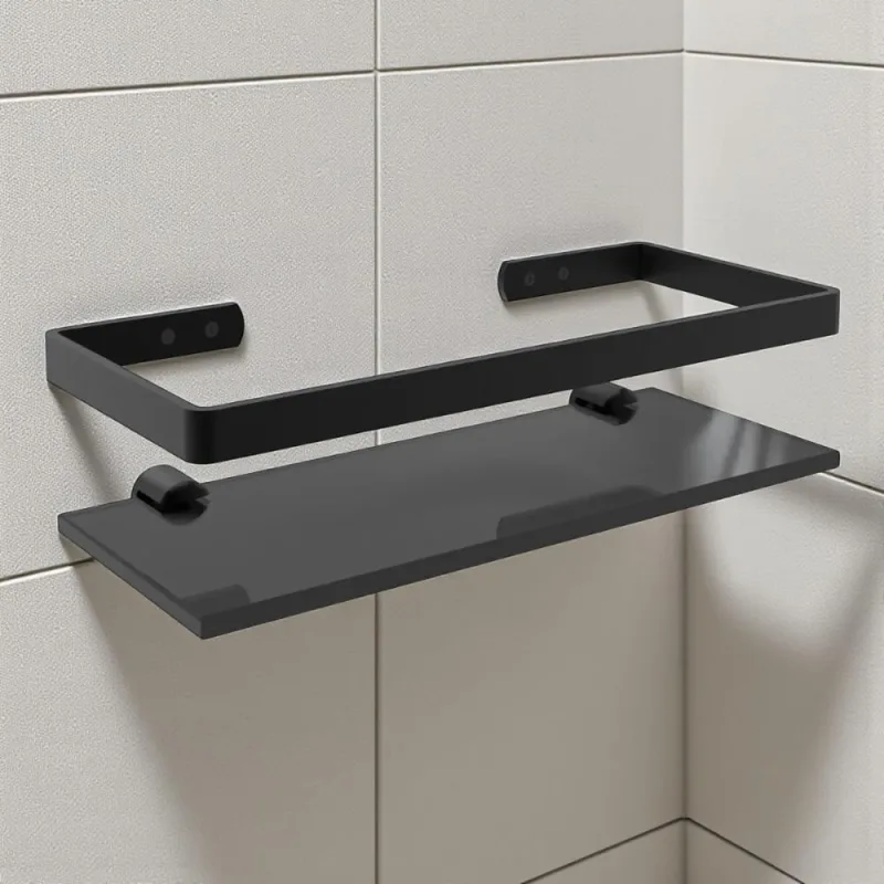 Suporte Porta Shampoo Prateleira De Vidro 10x25 - OUTRAS - Beleza E Perfumaria