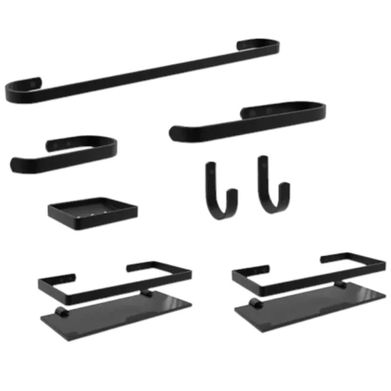Suporte Kit De Acessório Para Banheiro 8 Peças Preto - Casah - Câmeras E Drones