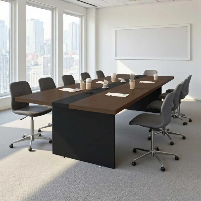 Mesa de Reunião Retangular 8 Lugares 360cm Freijó e Preto Casah
