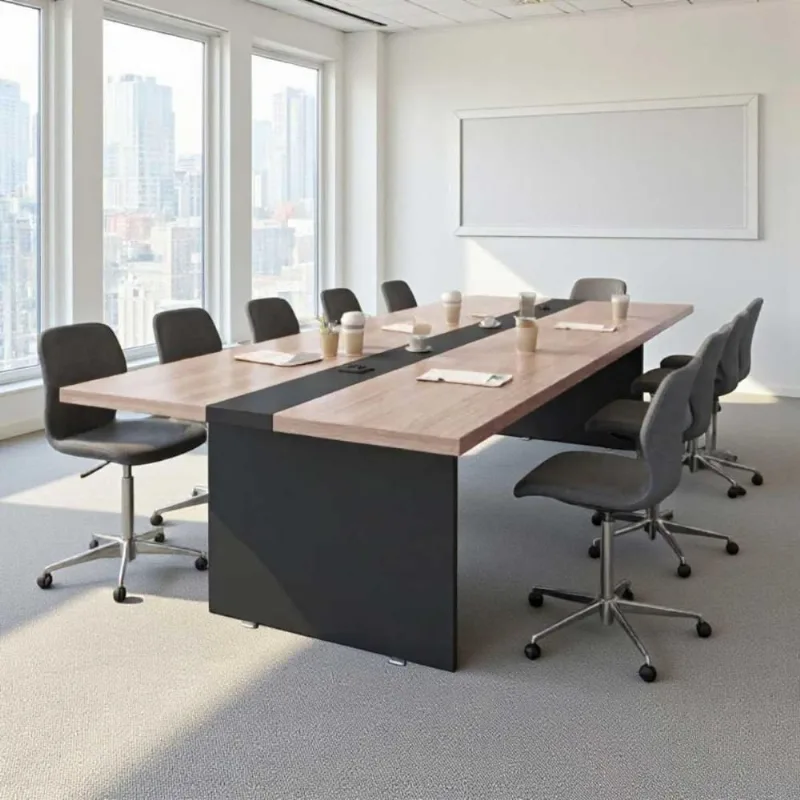 Mesa de Reunião Retangular 8 Lugares MDP 110cm Nogueira Casah