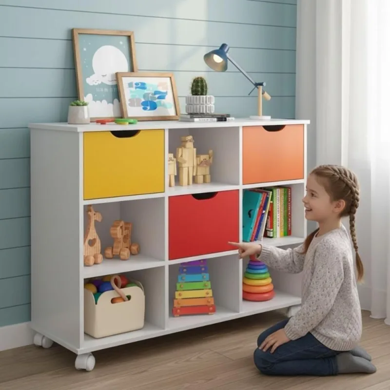 Nicho Organizador Para Quarto Infántil 3 Gavetas Branco Colorido - Casah - Utilidades Domesticas