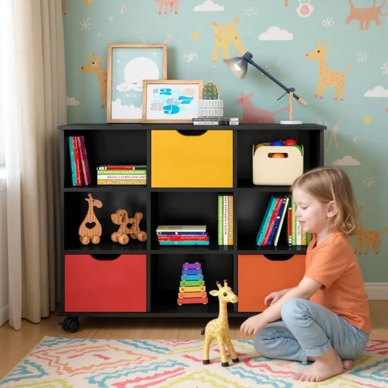 Nicho Organizador Para Quarto Infántil 3 Gavetas Preto Colorido - Casah - Utilidades Domesticas