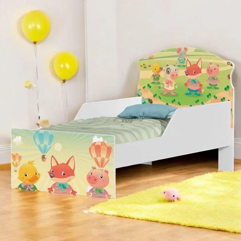 Cama Infantil Fazendinha com Grade de Proteção MDF Branco Cambel Móveis - Cambel Moveis - Móveis