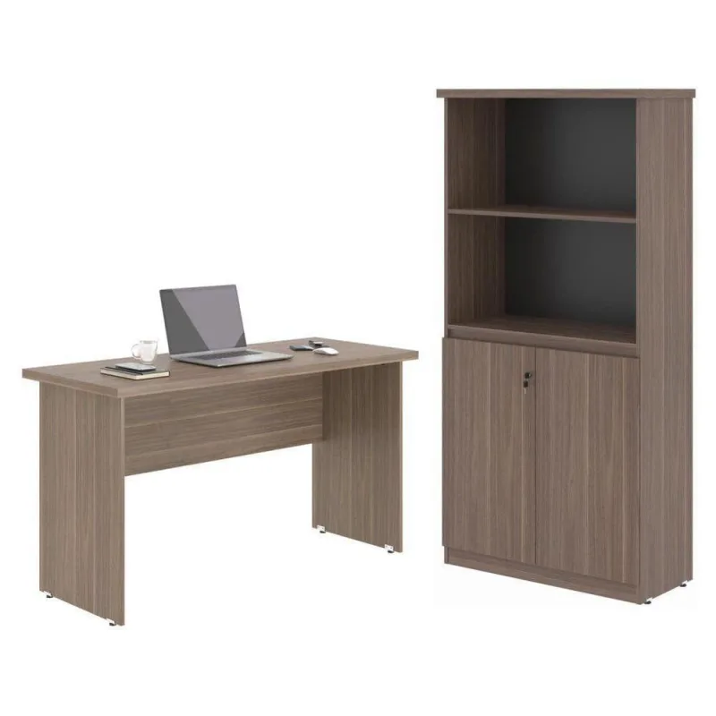Escrivaninha e Armario para Escritorio Mister Affara 2 Portas MDP 120CM Marrom Casah - Casah - Agro