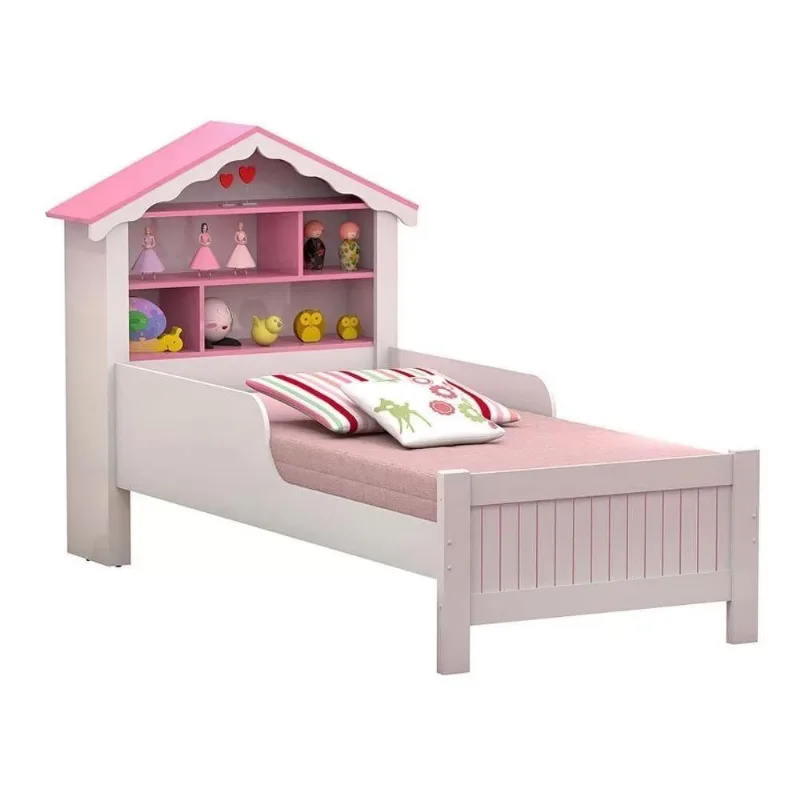 Cama Juvenil Solteiro Cama de Princesa com Colchão MDF MDP Branco Casah