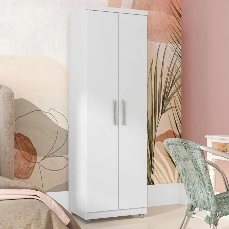 Armário Multiuso Zion 2 Portas 5 Prateleiras 60CM Branco AJL Móveis