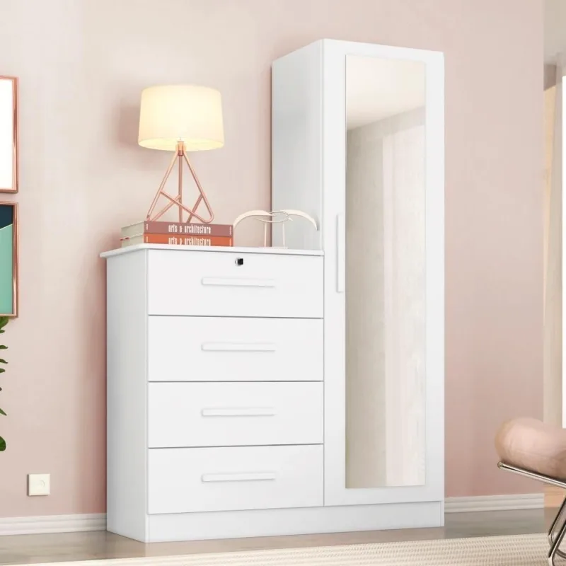 Cômoda Vera 4 Gavetas MDP MDF Branco com Espelho 109CM Albatroz Móveis - OUTRAS MARCAS - Móveis