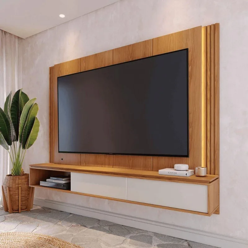 Painel para TV Suspenso Dante 75" 217CM MDF-MDP Freijó Off White Matte Colibri Móveis - colibri móveis - Agro