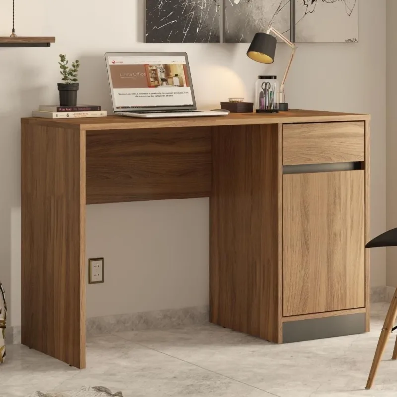 Escrivaninha Scala Nobre Moderno 1 Gaveta MDP 109CM Amendola Grafito Demóbile - Demóbile - Agro