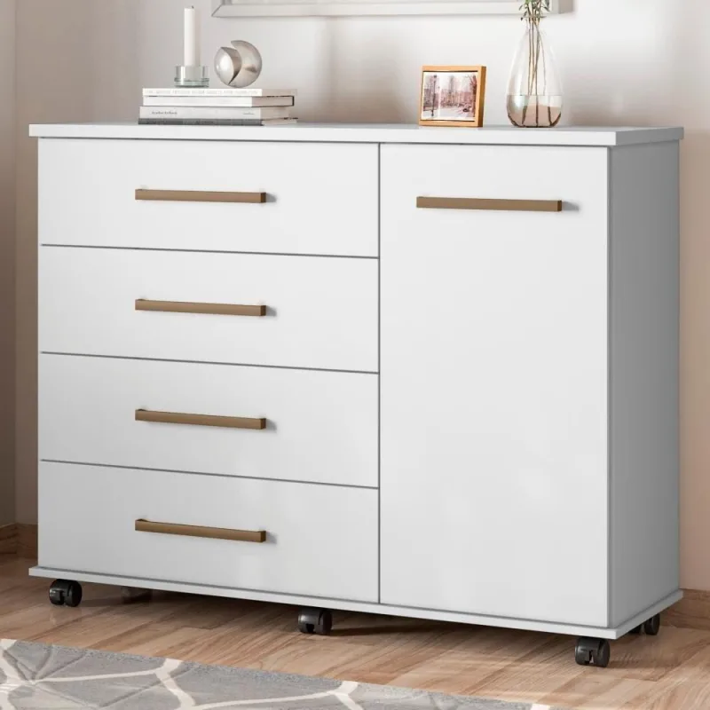 Cômoda Renoir 4 Gavetas MDP com Rodízios Branco Demóbile - Demóbile - Móveis