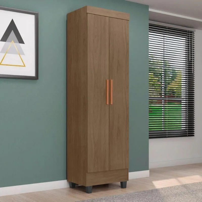 Armário Multiuso Atlas 2 Portas 3 Prateleiras MDP 50CM Carvalho Casah