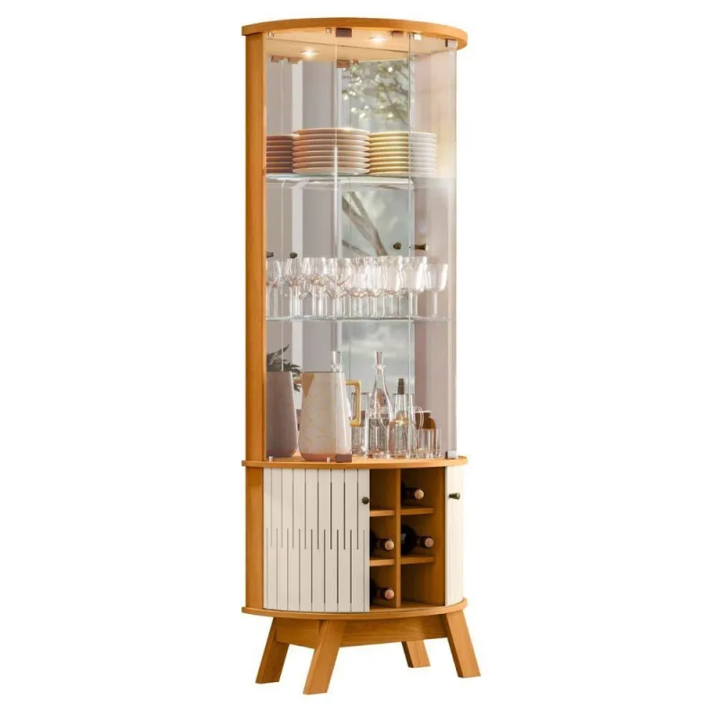 Cristaleira Fidji 4 Portas 2 Prateleiras MDP 67CM Cinamomo Off White Casah com Adega - Casah - Agro