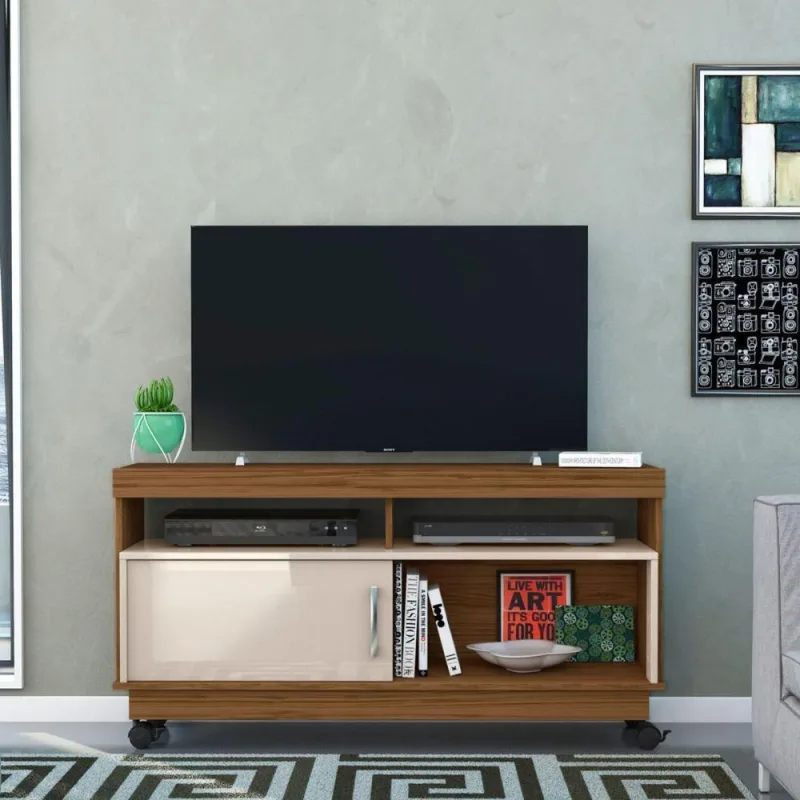 Rack para TV Rack Mabel 121CM MDP com Nichos Naturale Off White - Casah - Agro